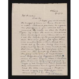 Letter, 5 October 1917, from John D. Robertson, to Herries Beattie