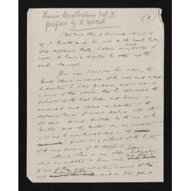 Manuscript, 'Pioneer Recollections Vol. II preface by R. McNab', n.d. 