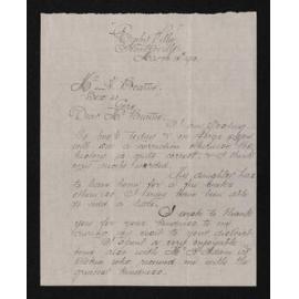 Letter, 18 March 1910, from John Chubbin, to Herries Beattie