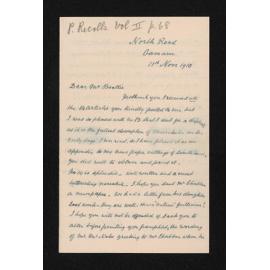 Letter, 11 November 1910, from W.H.S. Roberts, to Herries Beattie