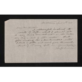 Letter, 19 April 1911, from Hugh Cameron, to Herries Beattie