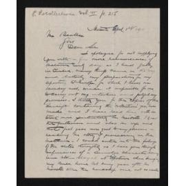 Letter, 1 April 1911, from Thomas MacGibbon, to Herries Beattie