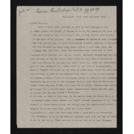 Letter, 17 November 1910, from Nath. Chalmers, to Herries Beattie