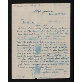 Letter, 24 December 1910, from James Wybrow Senr, to Herries Beattie
