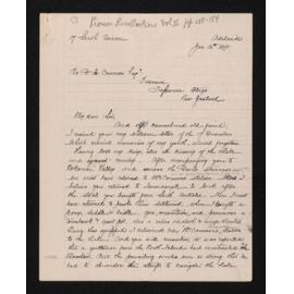 Letter, 12 January 1910, from Donald Hay, to D.A. Cameron Esqr