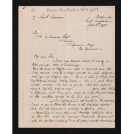 Letter, 12 January 1910, from Donald Hay, to D.A. Cameron Esqr