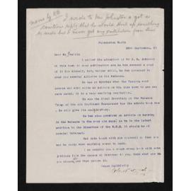 Letter, 28 December 1911, from Robert McNab, to Herries Beattie