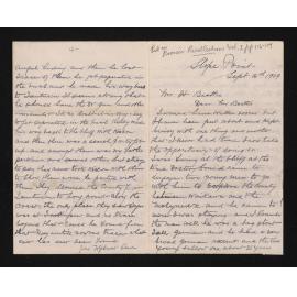 Letter, 16 September 1909, from Jas Wybrow Senr, to Herries Beattie
