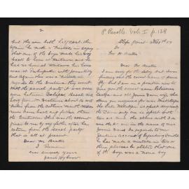 Letter, 8 November 1909, from James Wybrow, to Herries Beattie