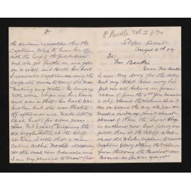 Letter, 4 August 1909, from James Wybrow, to Herries Beattie