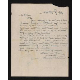 Letter, 20 August 1909, from Thomas MacGibbon, to Herries Beattie
