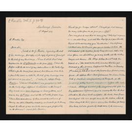 Letter, 3 August 1909, from W.H.S. Roberts, to Herries Beattie