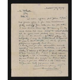 Letter, 28 July 1909, from Thomas MacGibbon, to Herries Beattie