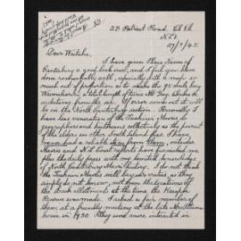 Letter, 29 March 1945, from Wiremu Teira, to Waitaha [Herries Beattie]