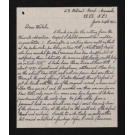 Letter, 24 June 1944, from Wiremu Teira, to Waitaha [Herries Beattie]
