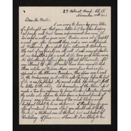 Letter, 15 November 1943, from Wiremu Teira, to Waitaha [Herries Beattie]
