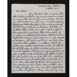 Letter, 11 October 1943, from Wiremu Teira, to Waitaha [Herries Beattie]