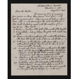 Letter, 30 August 1942, from Wiremu Teira, to Herries Beattie