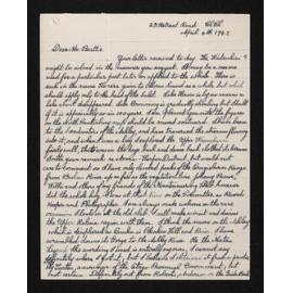 Letter, 4 April 1942, from W.A. Taylor, to Herries Beattie