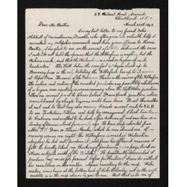 Letter, 25 March 1942, from W.A. Taylor, to Herries Beattie