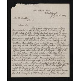 Letter, 14 July 1934, from Wm A. Taylor, to Herries Beattie