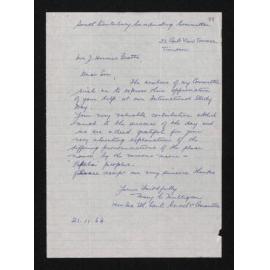 Letter, 21 November 1964, from Mrs M.E. Mulligan, to Herries Beattie