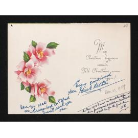 Christmas card, 23 December 1957, from Elsie K. Morton, to Herries Beattie
