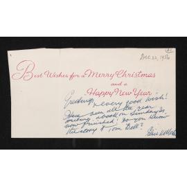 Letter, 22 December 1956, from Elsie K. Morton, to Herries Beattie