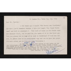 Letter, 7 December 1949, from Elsie K. Morton, to Herries Beattie