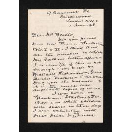 Letter, 1 June 1918, from A.F. Mieville, to Herries Beattie