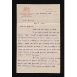 Letter, 5 February 1909, from Robert McNab, to Herries Beattie