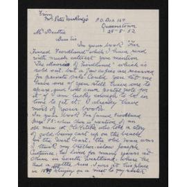 Letter, 28 August 1952, from Alice Mackenzie, to Herries Beattie