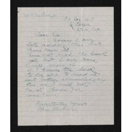 Letter, 23 September, from Alice Mackenzie, to Herries Beattie