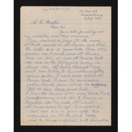 Letter, 30 September 1947, from Alice Mackenzie, to Herries Beattie