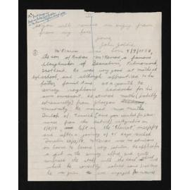 Letter [incomplete], 12 June 1947, from D.G. Herron, to Herries Beattie