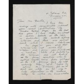 Letter, 27 May 1947, from D.G. Herron, to Herries Beattie