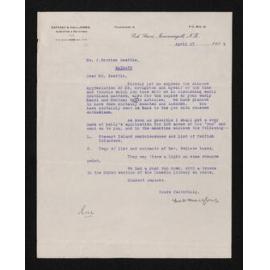 Letter, 17 April 1939, from Fred Hall-Jones, to Herries Beattie