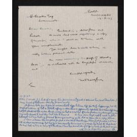 Letter, 13 September 1943, from Fred Hall-Jones, to Herries Beattie