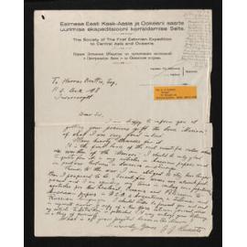 Letter, c. September 1943, from Mr J.J. Lukats, to Herries Beattie