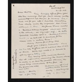 Letter, 2 September 1942, from Fred Hall-Jones, to Herries Beattie