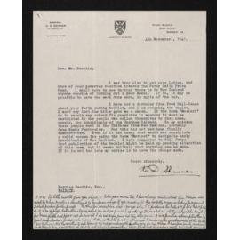 Letter, 4 November 1941, from H.D. Skinner to Herries Beattie