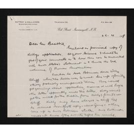 Letter, 26 April 1939, from Fred Hall-Jones, to Herries Beattie
