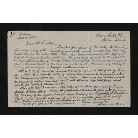 Letter, 14 September 1934, from Alexander Don, to Herries Beattie