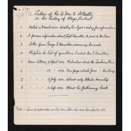 Cover page of letters in folder