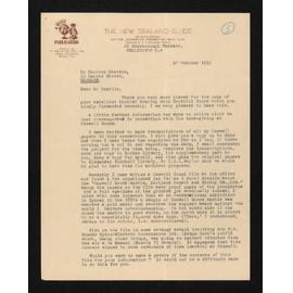 Letter, 20 October 1955, from E.S. Dollimore, to Herries Beattie
