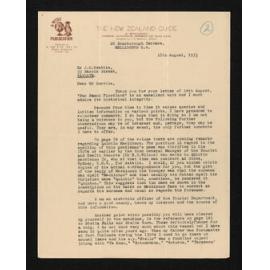 Letter, 18 August 1953, from E.S. Dollimore, to Herries Beattie