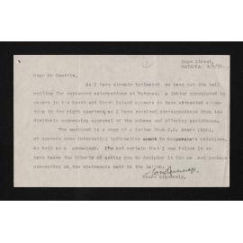 Letter, 4 August 1935, from W.N. Dunnage, to Herries Beattie, enclosing a letter from J.D. Peart relating to Te Rauparaha and Te Puoho