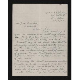 Letter, 22 June 1933, from Angus Ross, to Herries Beattie, regarding the Tuturau raid