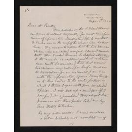 Letter, 16 September 1930, from Frederick Chapman, to Herries Beattie, enclosing a list of place names