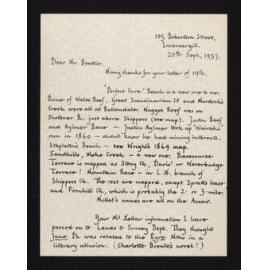 Letter, 20 September 1957, from Peter Chandler, to Herries Beattie